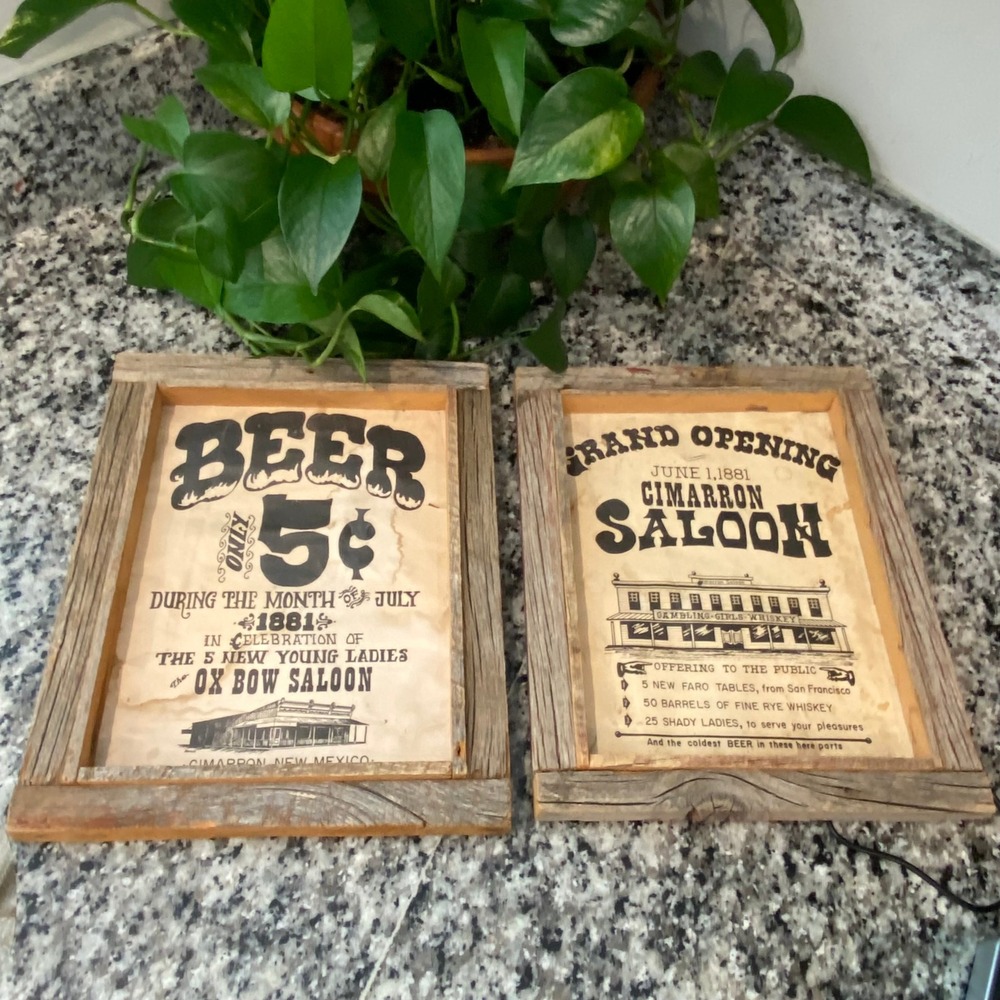 Vintage Style Old Western Saloon Grand Opening And Beers Western Post Framed Art